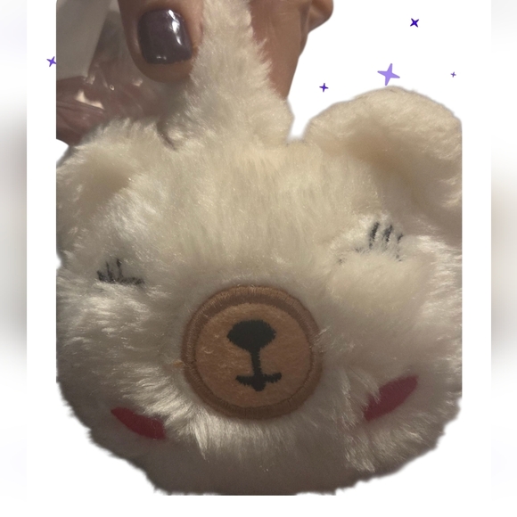 Young Girls Plush White Bear Ear Muffs - Picture 2 of 4